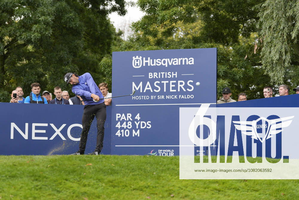 SUTTON COLDFIELD, ENGLAND - AUG 28: Marco Penge (ENG) plays from the sixth tee during the completion of the delayed Round 1 at the 2026 Husqvarna British Masters at The Belfry, Sutton Coalfield on August 28, 2026 in Warwickshire, England The 2026 Husqvarna British Masters