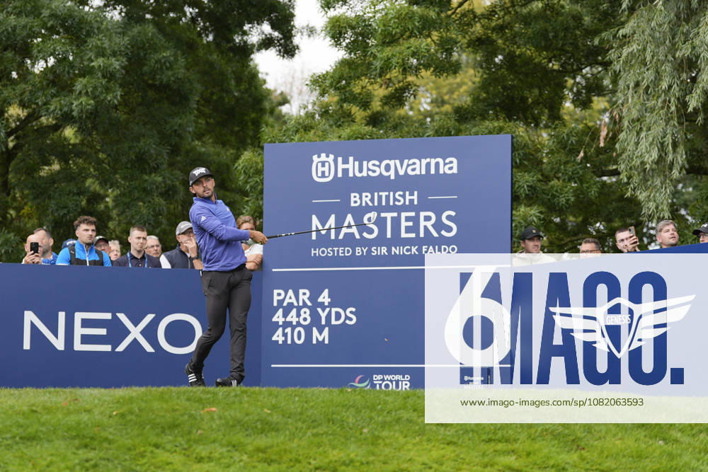 SUTTON COLDFIELD, ENGLAND - AUG 28: Marco Penge (ENG) plays from the sixth tee during the completion of the delayed Round 1 at the 2026 Husqvarna British Masters at The Belfry, Sutton Coalfield on August 28, 2026 in Warwickshire, England The 2026 Husqvarna British Masters