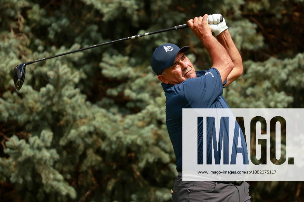 The Ally Challenge GRAND BLANC,MICHIGAN-AUGUST 28: Angel Cabrera of Argentina hits from the 2nd tee during the first round of The Ally Challenge presented by McLaren at Warwick Hills Golf & Country Club, Grand Blanc, MI, USA Friday, August 28, 2026. Grand Blanc Michigan United States