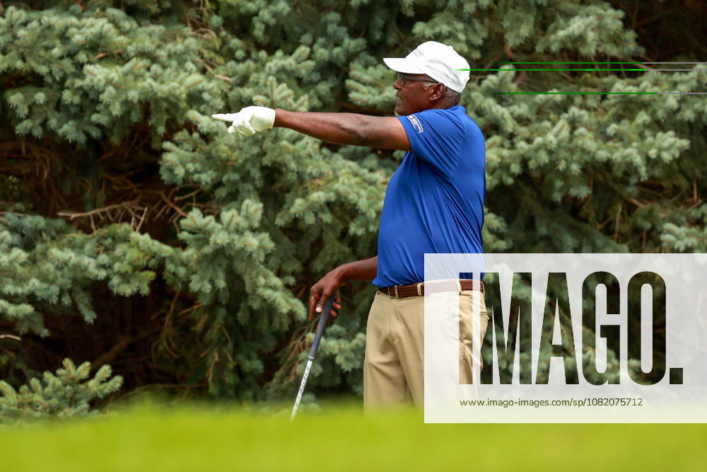 The Ally Challenge GRAND BLANC,MICHIGAN-AUGUST 28: Vijay Singh of Fiji gestures at the 2nd tee during the first round of The Ally Challenge presented by McLaren at Warwick Hills Golf & Country Club, Grand Blanc, MI, USA Friday, August 28, 2026. Grand Blanc Michigan United States