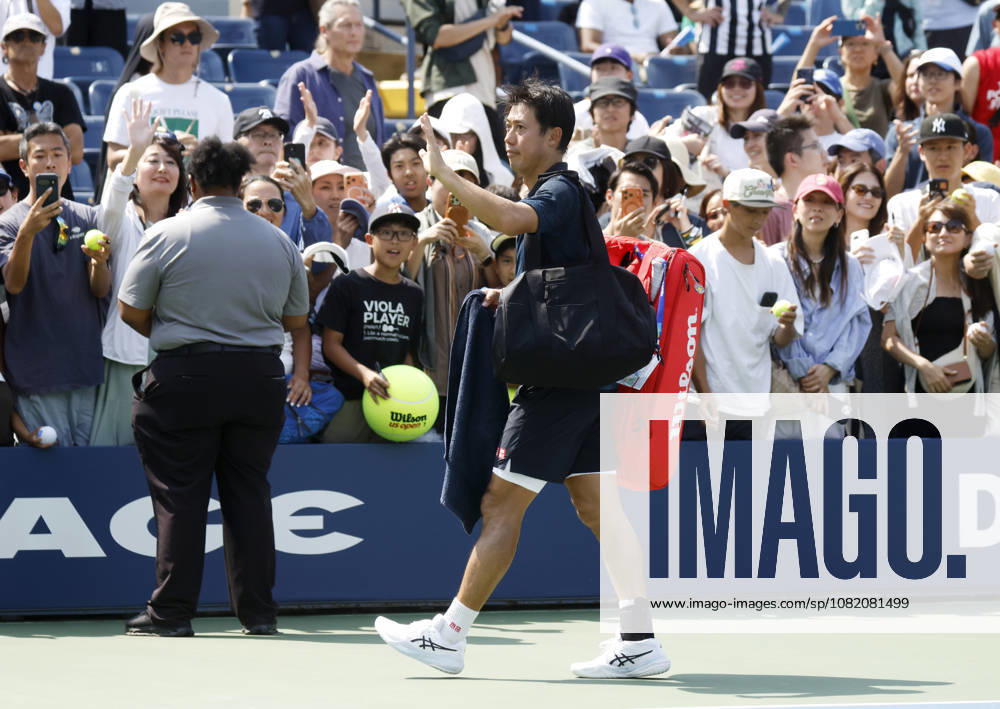 Kei Nishikori of Japan reacts as he walks off of the court after his straight sets defeat to Rei Sakamoto of Japan in a qualifying final round match at the 2026 US Open Tennis Championship at the USTA Billie Jean King National Tennis Center in New York City on Friday, August 28, 2026. This was Nishikori s final Grand Slam appearance. NYP20260828142 JOHNxANGELILLO