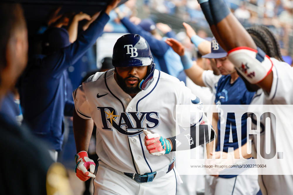 Tampa Bay Rays third baseman Junior Caminero (13) celebrates with teammates, after he homers off of San Diego Padres pitcher Robbie Ray (38) during the fourth inning at Tropicana Field. MLB, Baseball Herren, USA 2026: Padres at Rays - ZUMA_sp_ 20260830_mda_s70_832