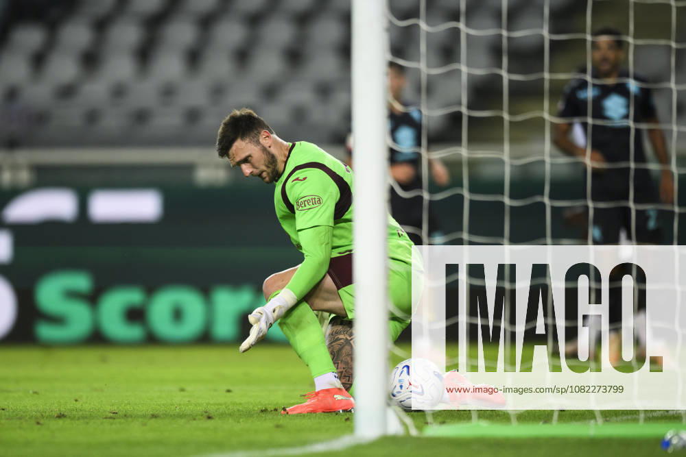 Torino FC v AC Monza - Coppa Italia Lucas Perri of Torino FC eyes the ball as Dany Mota (not shown in the picture) of AC Monza scores a goal during the Coppa Italia football match between Torino FC and AC Monza. Turin Italy