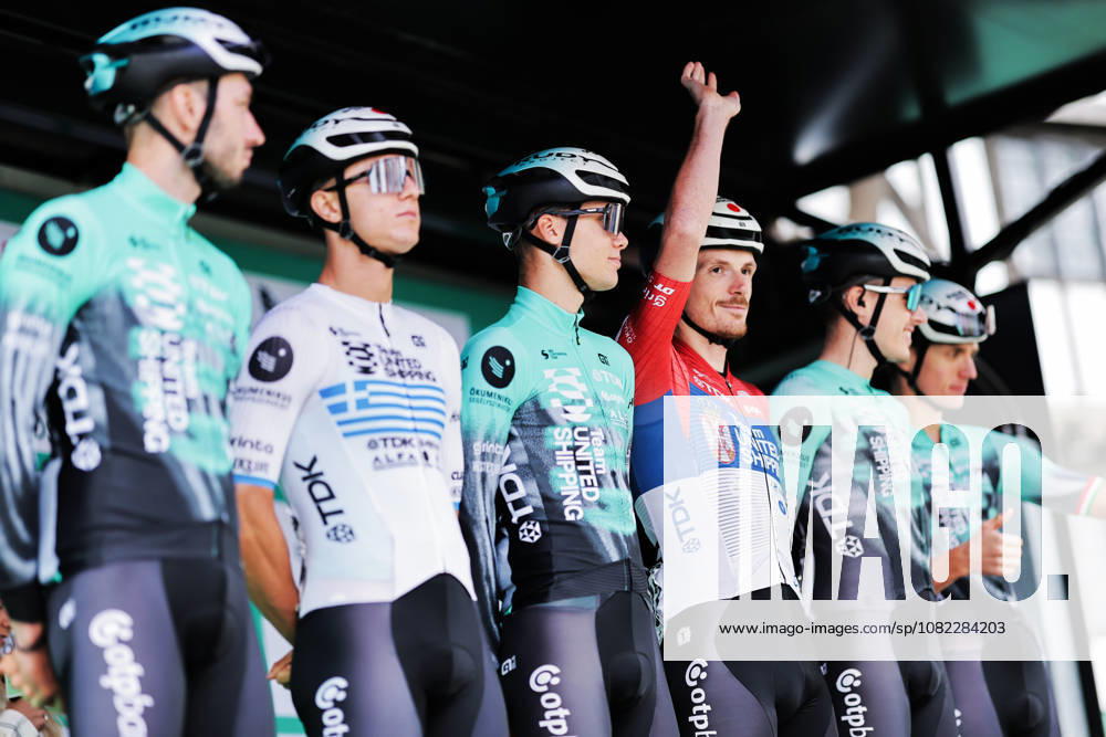 2026 Lloyds Tour of Britain Men Picture by Alex Whitehead SWpix.com - 02 09 2026 - Cycling - UCI ProSeries - 2026 Lloyds Tour of Britain Men - Stage 1: Lincoln to Lincoln (182.5km) - Janos Pelikan, Erik Fetter, Veljko StojniÄ‡, TomaÅ¡ PÅidal, Michal Schuran, Nikiforos Arvanitou (Team United Shipping)