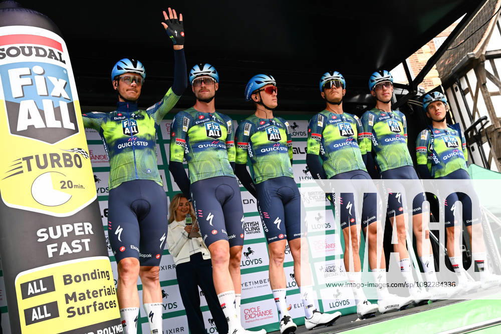 2026 Lloyds Tour of Britain Men Picture by Simon Wilkinson SWpix.com - 02 09 2026 - Cycling - UCI ProSeries - 2026 Lloyds Tour of Britain Men - Stage 1: Lincoln to Lincoln (182.5km) - Jasper Stuyven, Tim Merlier, Dylan Van Baarle, Laurenz Rex, Ilan Van Wilder, Pascal Eenkhoorn (Soudal Quick-Step)