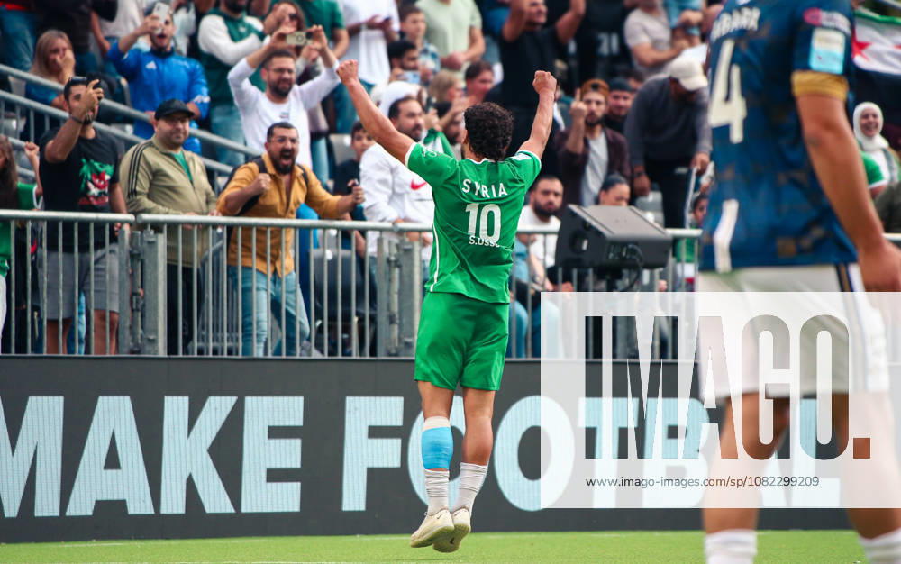 Germany Soccer SOCCA World Cup 2026, Small-Field Soccer, Group C, Greece vs. Syria, Essen, September 2, 2026 Goal and goal celebration for Srwar Osse