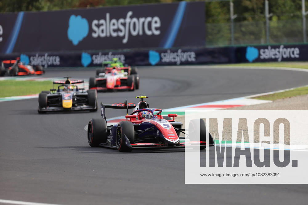 Monza, Italy, September 3–6, 2026, 2026 FIA Formula 3 Championship, Italy, Monza, Saturday Sprint Race. Pictured: Freddie Slater (GBR) 5 leads the field ahead of Mattia Colnaghi (ITA) 7 at the Autodromo Nazionale Monza.