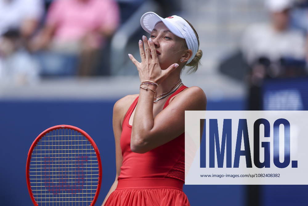 US Open tennis tournament - Day 7 Anastasia Potapova of Austria reacts during a game against Amanda Anisimova of the US during the Womens Singles round 3 of the US Open Tennis Championships at the USTA Billie Jean King National Tennis Center in Flushing Meadows, New York, USA, 05 September 2026. The 2026 US Open tournament runs from 23 August through 13 September. FLUSHING MEADOWS NEW YORK United States