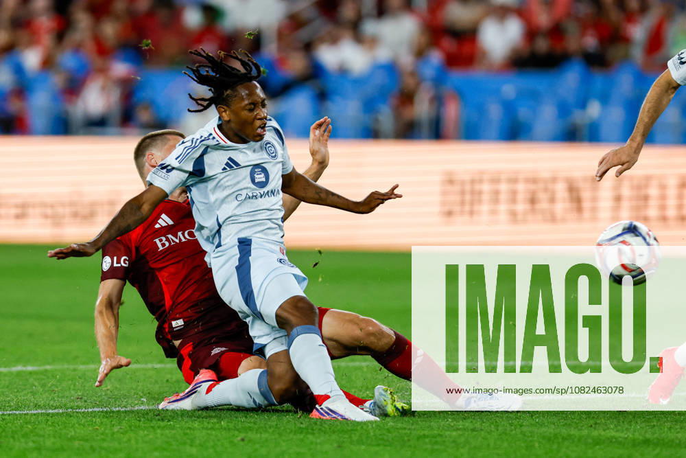 Toronto FC v Chicago Fire Puso Dithejane 12 of Chicago Fire FC is tackled by a Toronto FC defender during a Major League Soccer game between Toronto FC and Chicago Fire at BMO Field in Toronto, Ontario, Canada, on September 5, 2026. Toronto Ontario Canada