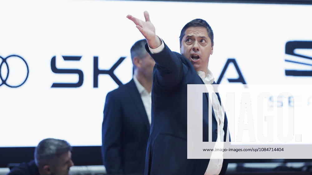 Pictured: Head Coach Sasa Filipovski of the Würzburg Baskets looking excited, October 18, 2026, Fitness First Würzburg Baskets vs. SYNTAINICS MBC, Netto BBL Cup, Round of 16, Germany, 97072, tectake Arena Würzburg,