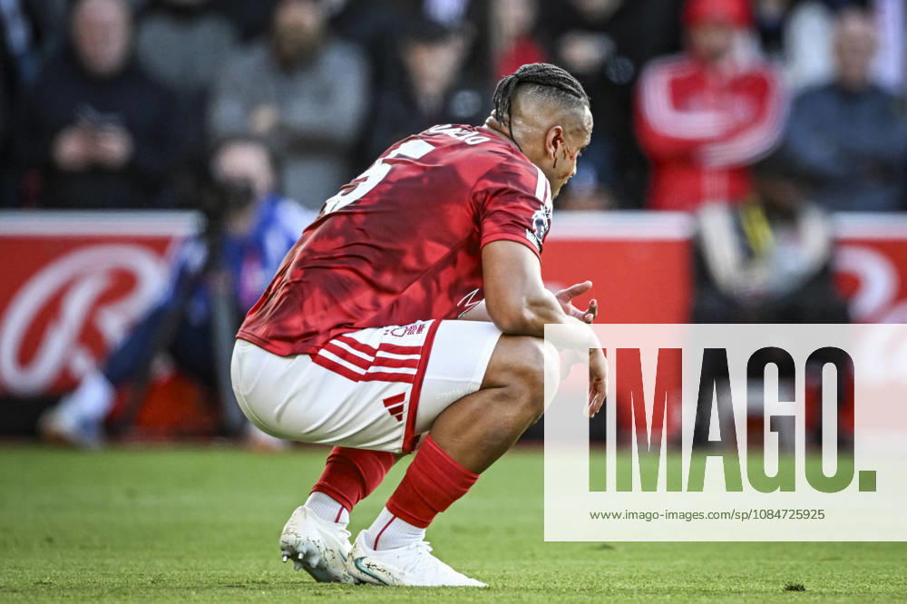 18th October 2026; The City Ground, Nottingham, Nottinghamshire, England; Premier League Football, Nottingham Forest versus Arsenal; Murillo of Nottingham Forest is bleeding from his ear following a clash in the air GodfreyxPitt