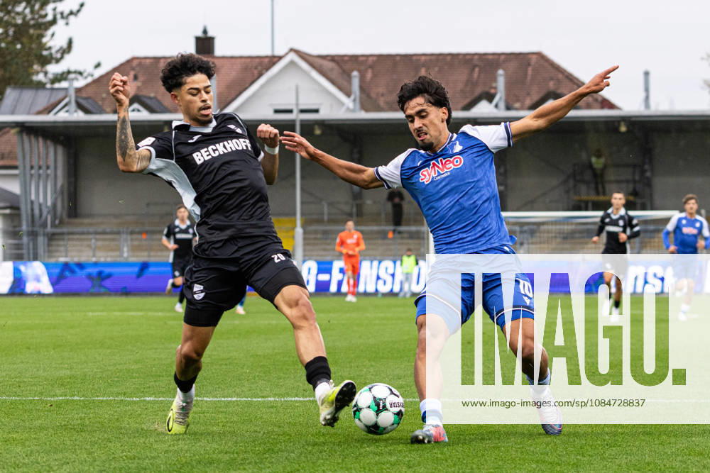 Germany: TSG Hoffenheim II vs. SC Verl, 3. Liga, 2026–27 season, Dietmar Hopp Stadium, Sinsheim: Yasin Zor (TSG Hoffenheim II), No. 10, battles for the ball with Andre Leipold (SC Verl), No. 20. Sinsheim, Dietmar Hopp Stadium, Baden-Württemberg, Germany