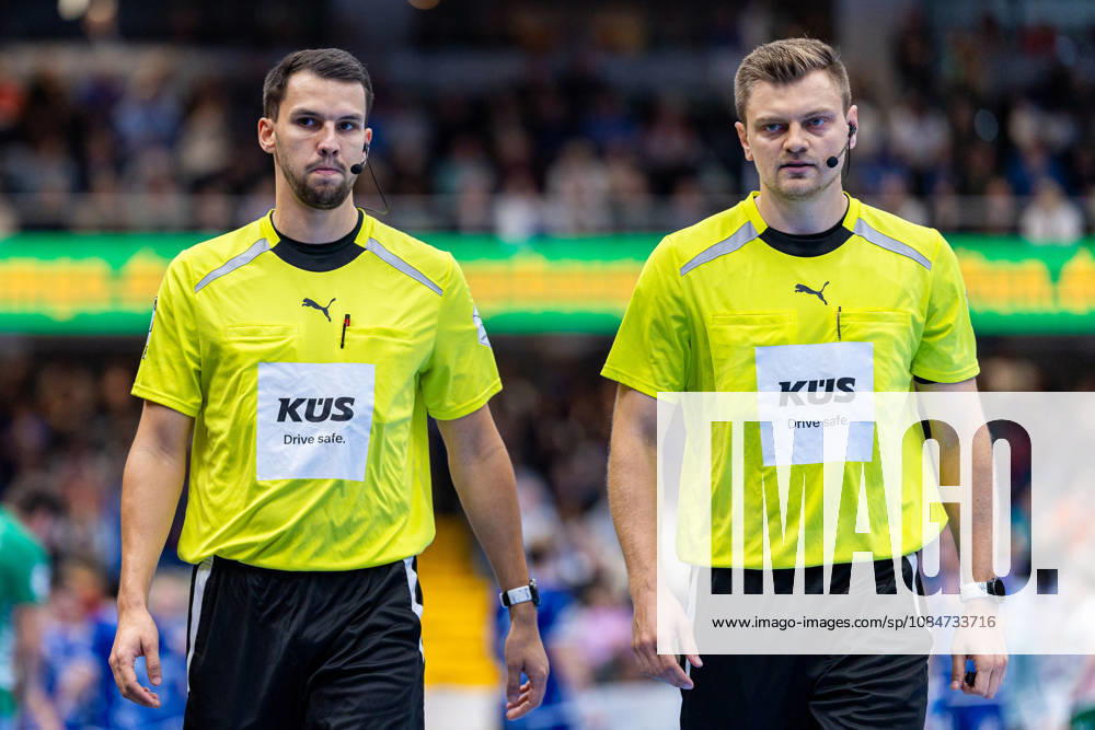 L R Jannik Rips, Referee; Konrad Gimmler, Referee (GER), TBV Lemgo Lippe vs. Frisch Auf Göppingen, Handball, 1st Bundesliga, Matchday 9, 2026–2027 Season, October 18, 2026, GER, TBV Lemgo Lippe vs. Frisch Auf Göppingen, Handball, 1st Bundesliga, Matchday 9, 2026–2027 season, October 18, 2026, Lemgo