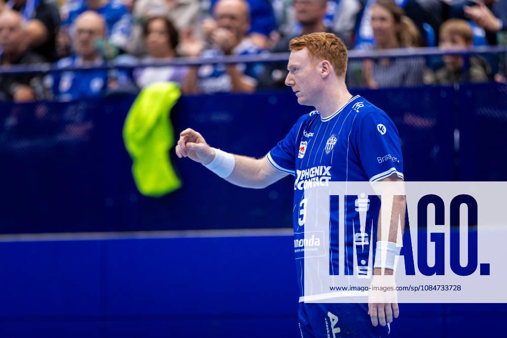 Nicolai Theilinger, TBV Lemgo Lippe, No. 03, gesturing; GER, TBV Lemgo Lippe vs. Frisch Auf Göppingen, Handball, 1st Bundesliga, Matchday 9, 2026–2027 season, October 18, 2026, GER, TBV Lemgo Lippe vs. Frisch Auf Göppingen, Handball, 1st Bundesliga, Matchday 9, 2026–2027 season, October 18, 2026, Lemgo