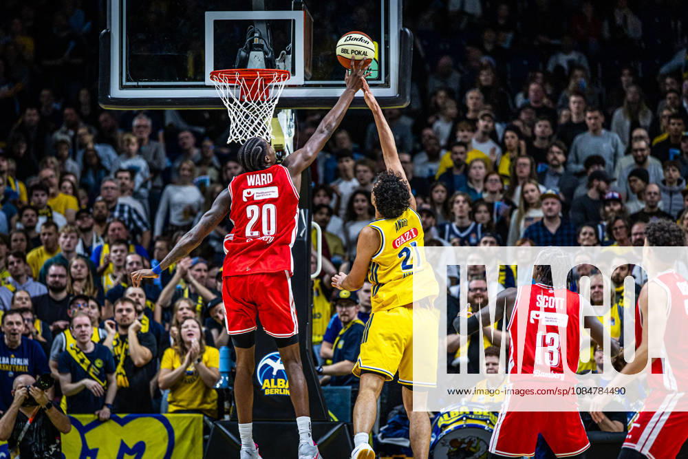 Basketball Berlin, October 19, 2026; 2026–2027 Season; Netto BBL Cup Round of 16; Alba Berlin; BMA365; Bamberg Baskets; Hason Ward; Bamberg, No. 20; Block; Brandon Angel; Alba Berlin, No. 21