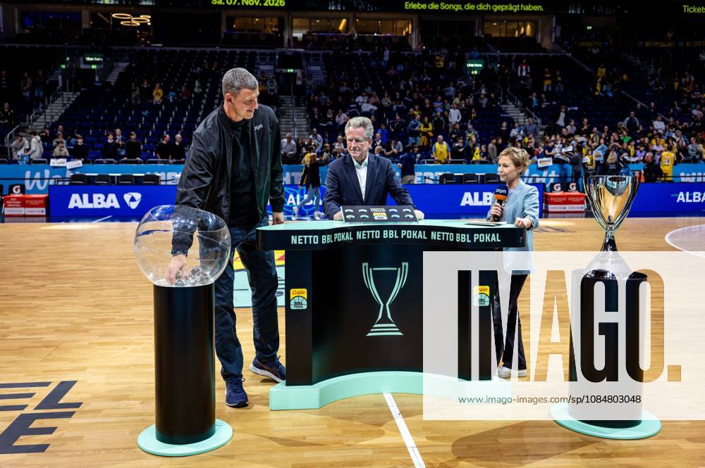 Basketball Berlin, October 19, 2026; 2026–2027 Season; Netto BBL Cup Round of 16; Alba Berlin; BMA365; Bamberg Baskets; Quarterfinal Draw; Patrick Femerling; Dr. Stefan Holz; Anett Sattler