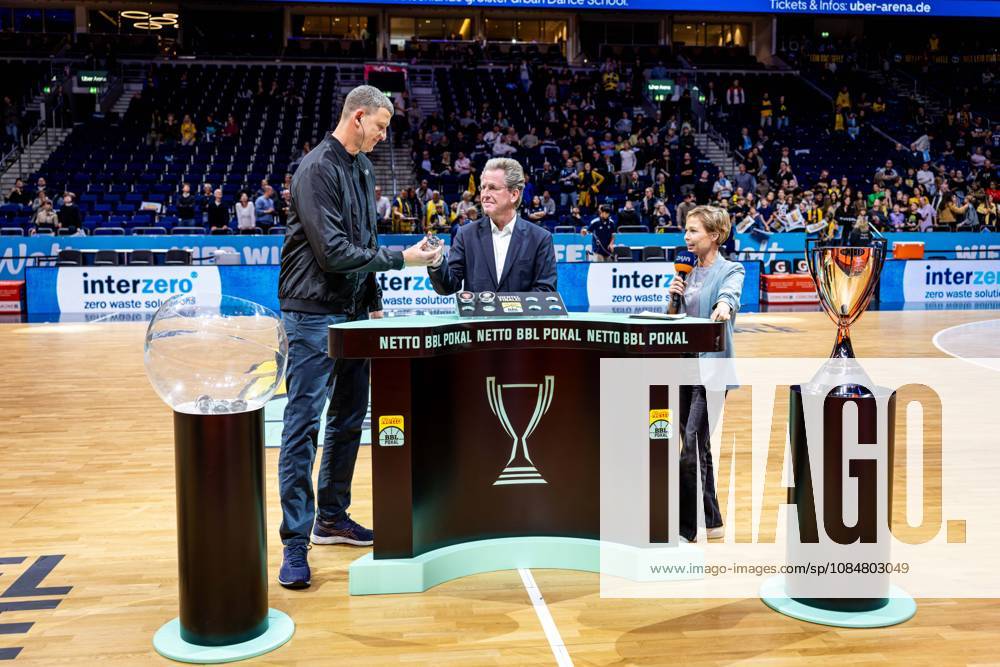 Basketball Berlin, October 19, 2026; 2026–2027 Season; Netto BBL Cup Round of 16; Alba Berlin; BMA365; Bamberg Baskets; Quarterfinal Draw; Patrick Femerling; Dr. Stefan Holz; Anett Sattler