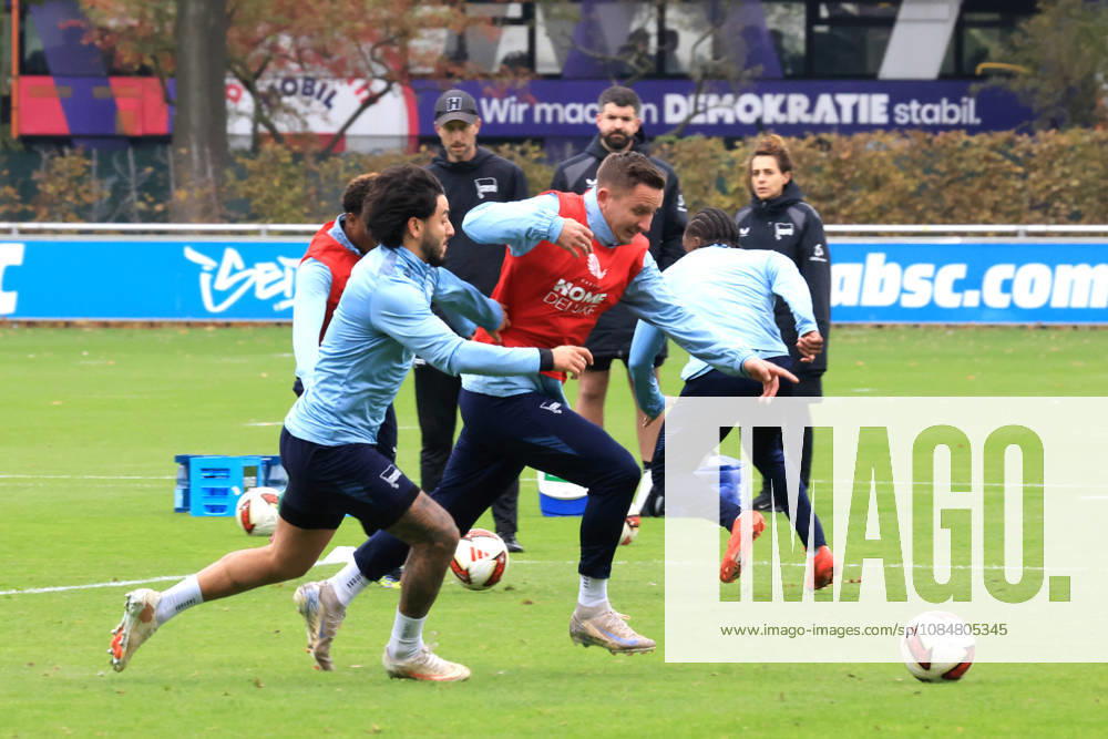 Germany, Soccer, 2. Bundesliga, 2026–2027 season, Sportforum, Hertha BSC, Training: Kevin Sessa (Hertha BSC Berlin 8), Paul Seguin (Hertha BSC Berlin 30), 2nd Division. DFB and DFL regulations prohibit any use of photographs as image sequences and or quasi-video. nordphoto GmbH, Engler, Berlin, Sportforum, Berlin, Germany