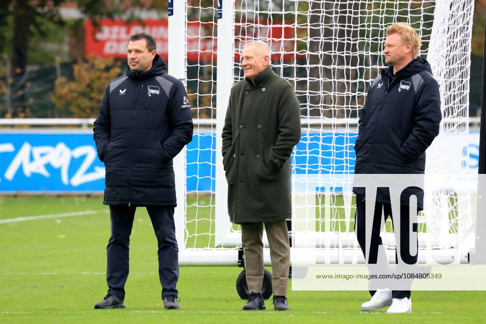 Germany, Soccer, 2. Bundesliga, 2026–2027 season, Sportforum, Hertha BSC, Training with Benjamin Weber, Sports Director, Hertha BSC Berlin, Dr. Peter Goerlich, Hertha BSC, Management, 2nd Division, DFB, DFL regulations prohibit any use of photographs as image sequences and or quasi-video. nordphoto GmbH, Engler, Berlin, Sportforum, Berlin, Germany