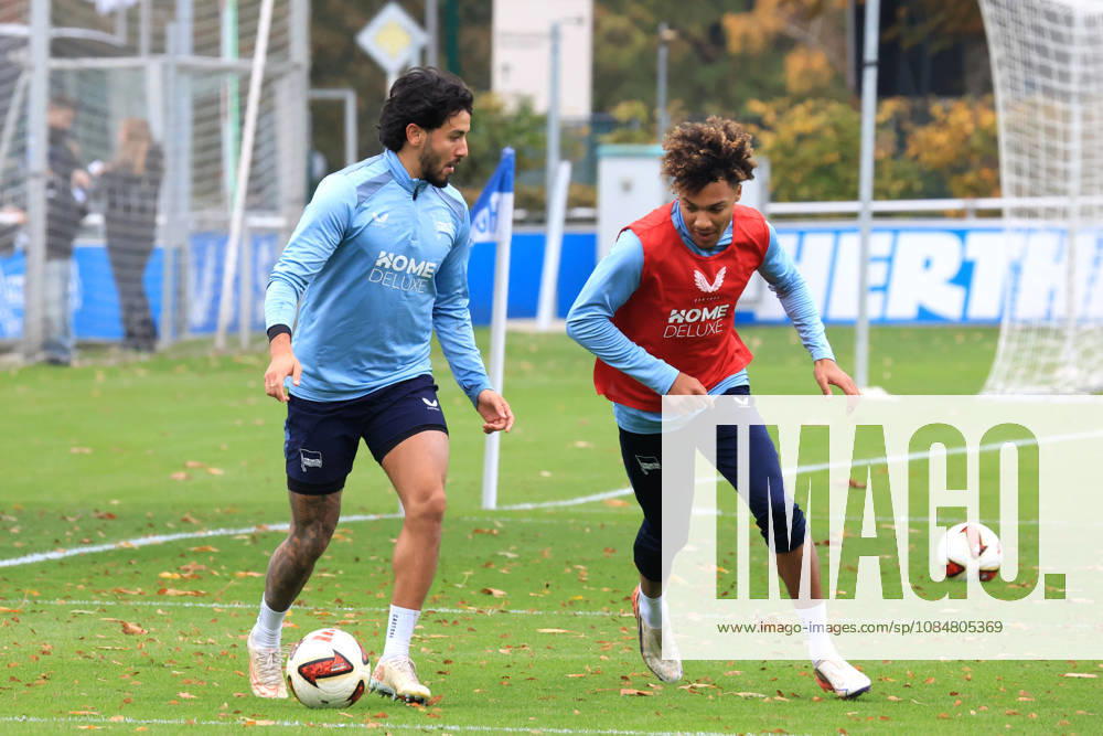 Germany, Soccer, 2. Bundesliga, 2026–2027 Season, Sportforum, Hertha BSC, Training: Oluwaseum Victor Adewumi (Hertha BSC Berlin 19), Kevin Sessa (Hertha BSC Berlin 8). DFB and DFL regulations prohibit any use of photographs as image sequences and or quasi-video. nordphoto GmbH, Engler, Berlin; Sportforum, Berlin, Germany