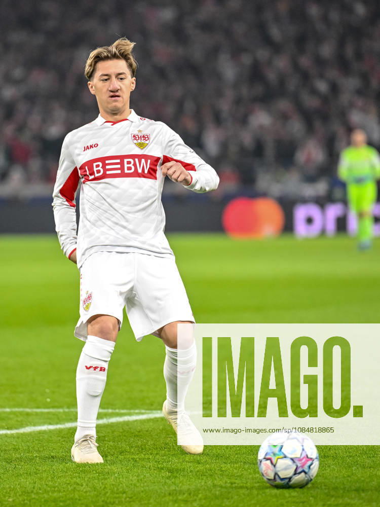 Angelo Stiller of VfB Stuttgart controls the ball during the 2026–2027 UEFA Champions League match between Stuttgart and Atlético de Madrid at Arena Stuttgart on October 20, 2026, in Stuttgart, Germany. Photo by Harry Langer, DeFodi Images
