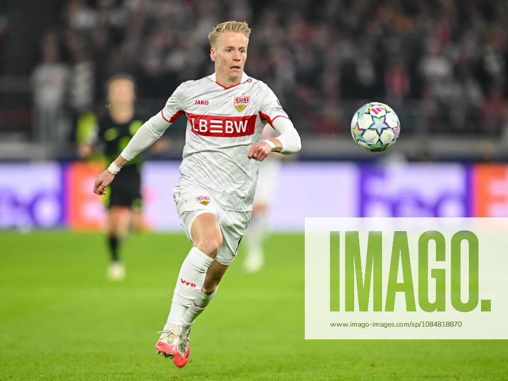 Chris Fuehrich of VfB Stuttgart controls the ball during the 2026–2027 UEFA Champions League match between Stuttgart and Atlético de Madrid at Arena Stuttgart on October 20, 2026, in Stuttgart, Germany. Photo by Harry Langer, DeFodi Images