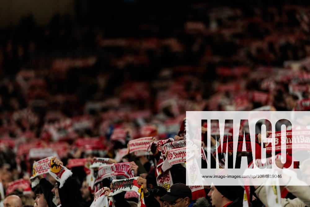 Fans of VfB Stuttgart holding up scarfs before the UEFA Champions League match between VfB Stuttgart vs. Atletico de Madrid at Arena Stuttgart on matchday 3 of the UEFA Champions League on October 20, 2026 in Stuttgart, Germany. Baden-Wuerttemberg Germany