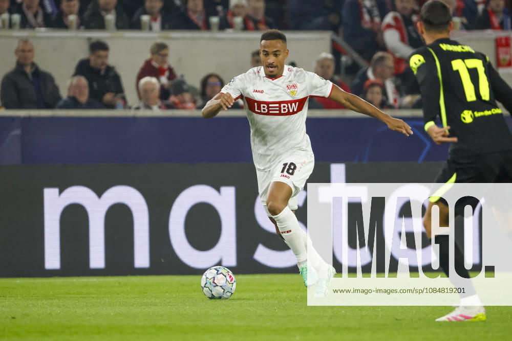 Jamie Leweling, VfB Stuttgart, 18 on the ball, Germany, soccer, UEFA Champions League, Matchday 3, 2026–2027, VfB Stuttgart vs. Atlético Madrid, October 20, 2026, Stuttgart Arena, Stuttgart, Germany