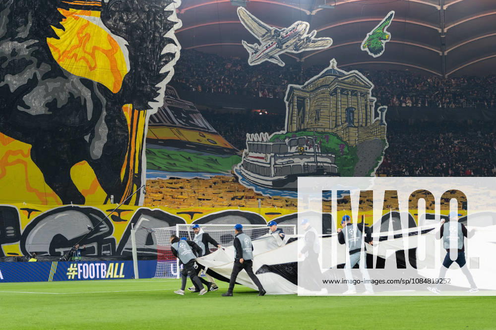 Soccer, UEFA Champions League, VfB Stuttgart vs. Atlético Madrid, v l Choreography by VfB Stuttgart fans in Stuttgart