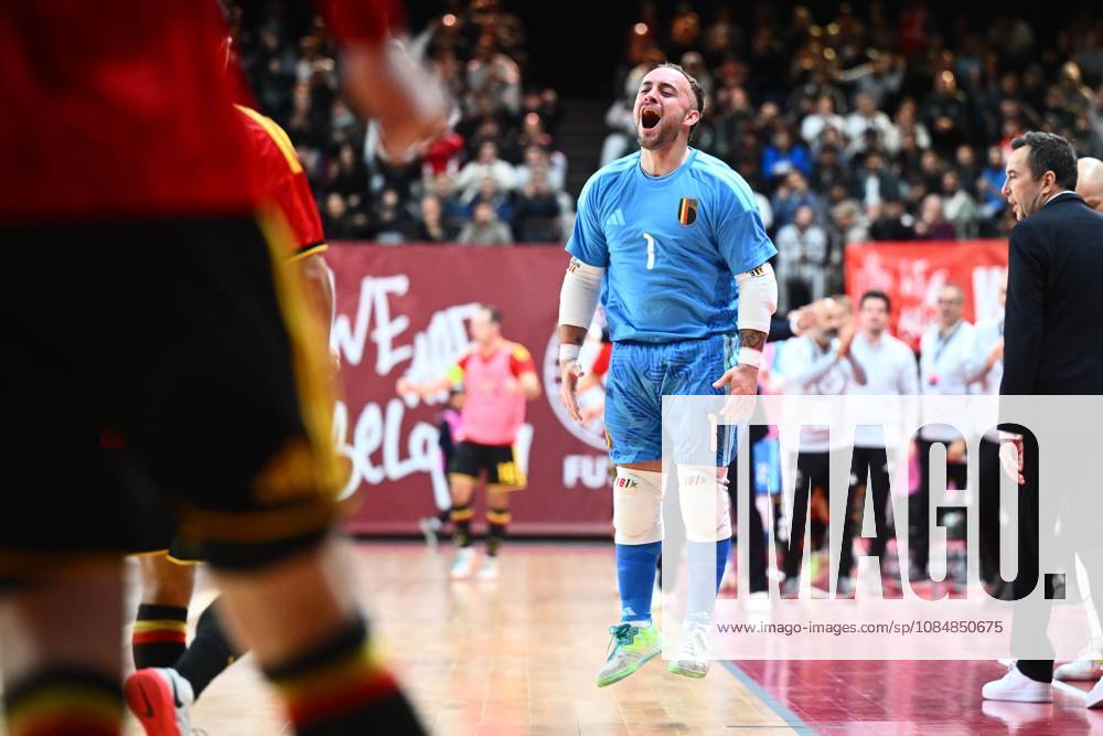 Belgium vs Slovenia - FIFA Futsal World Cup 2028 Main Round Group Phase ANTWERPEN, BELGIUM - OCTOBER 21 : Vrancken Dries goalkeeper of Red Devils Futsal celebrates scoring a goal during the FIFA Futsal World up 2028 main round group phase at the Lotto Arena on October 21, 2026 in Antwerpen, Belgium, 21 10 2026 Antwerpen Belgium