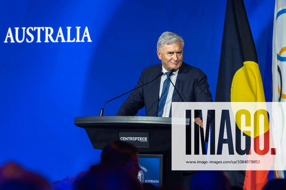 Olympic Games, Olympische Spiele, Olympia, OS ANNIVERSARY DINNER, President of the Australian Olympic Committee Ian Chesterman speaks at the 1956 Olympic Games 70th Anniversary Celebrations, in Melbourne, Wednesday, October 21, 2026. ( NO ARCHIVING MELBOURNE VICTORIA Australia