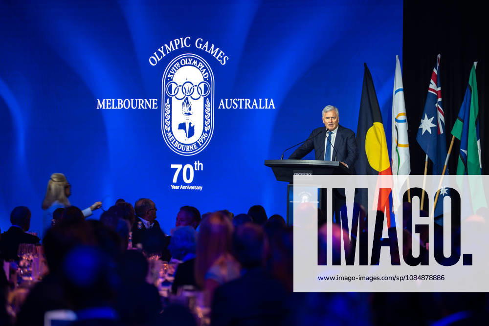 Olympic Games, Olympische Spiele, Olympia, OS ANNIVERSARY DINNER, President of the Australian Olympic Committee Ian Chesterman speaks at the 1956 Olympic Games 70th Anniversary Celebrations, in Melbourne, Wednesday, October 21, 2026. ( NO ARCHIVING MELBOURNE VICTORIA Australia