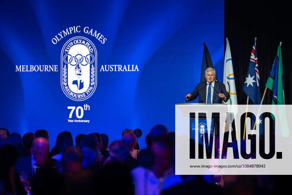 Olympic Games, Olympische Spiele, Olympia, OS ANNIVERSARY DINNER, President of the Australian Olympic Committee Ian Chesterman speaks at the 1956 Olympic Games 70th Anniversary Celebrations, in Melbourne, Wednesday, October 21, 2026. ( NO ARCHIVING MELBOURNE VICTORIA Australia