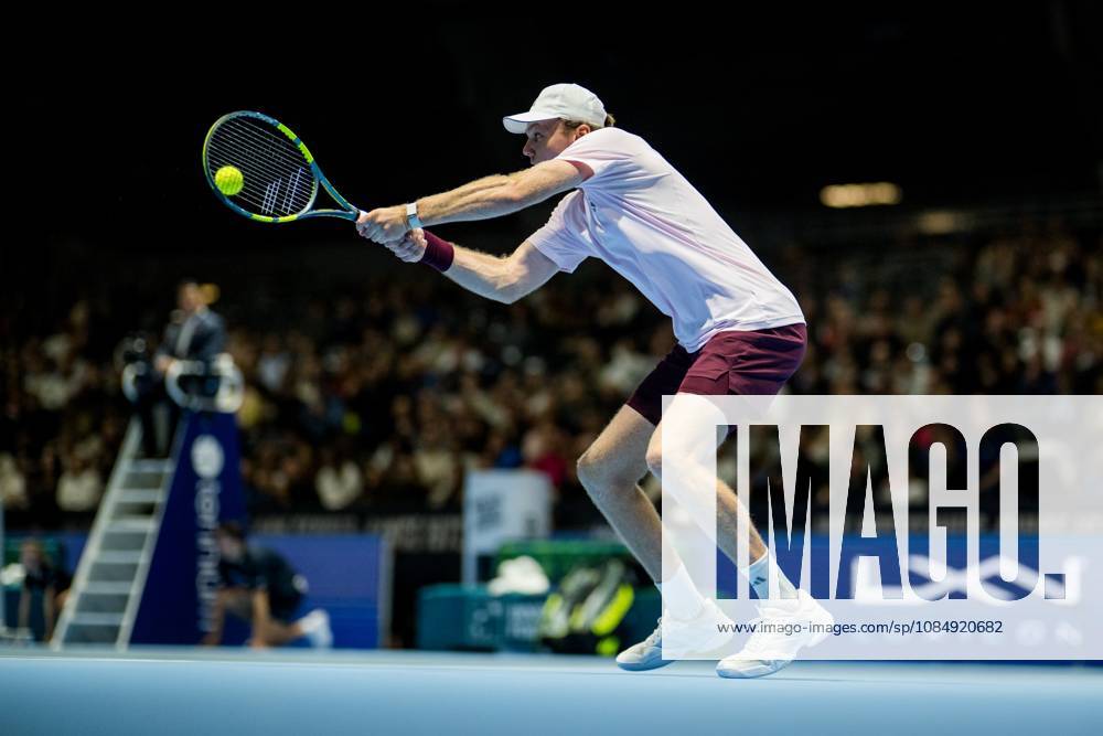 Alex Michelsen of the United States pictured in action during the European Open ATP, Tennis Herren tennis tournament in Brussels, on Friday 23 October 2026. This year s edition of the tournament is taking place from 17 to 25 October JASPERxJACOBS x190775589x
