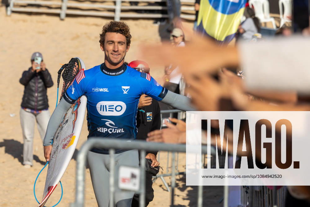 MEO Rip Curl Pro Portugal 2026 Surf Championship Tour At Supertubos Griffin Colapinto of the United States enters the ocean at Supertubos Beach in Peniche, Portugal, on October 23, 2026, during the MEO Rip Curl Pro Portugal Presented by Corona Cero, a World Surf League Championship Tour event. Peniche Portugal