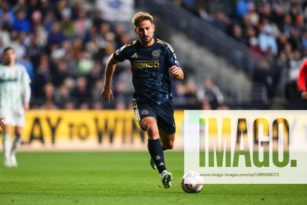 Philadelphia Union Forward Bruno Damiani (9) controls the ball during the second half of an MLS, Fussball Herren, USA match against the New England Revolution at Subaru Park in Chester, Pennsylvania. CSM Chester United States of America - ZUMAc04_ 20261024_zma_c04_329
