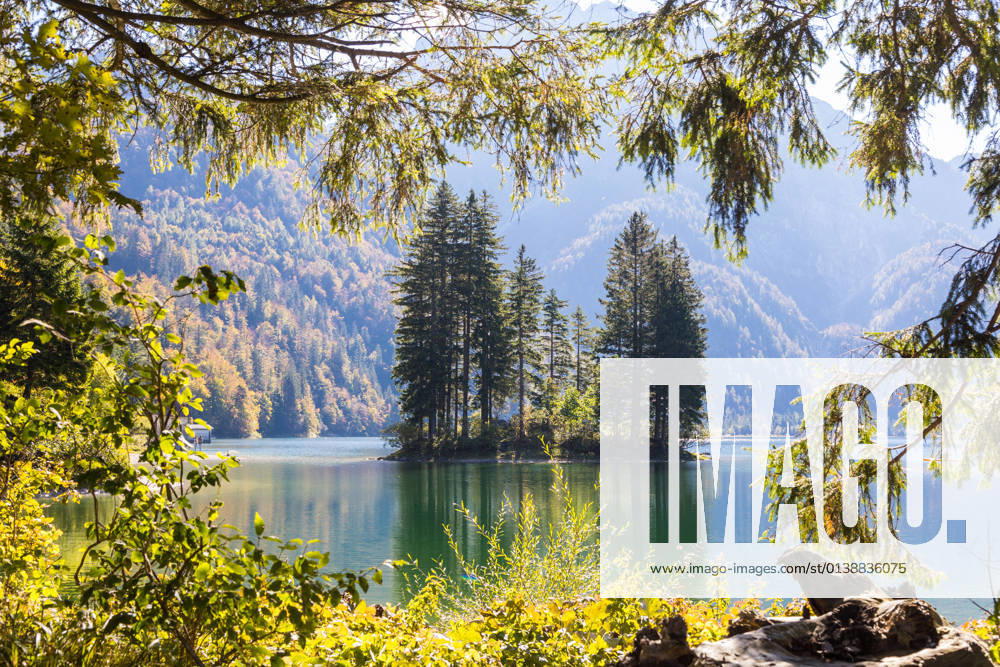 Lake Raibl in the Alps near Tarvisio in autumn, Italy