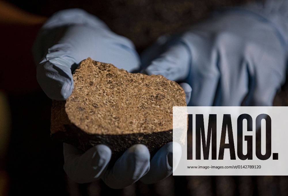 Maria Valdes, a postdoctoral researcher studying meteorites, holds pieces of a meteorite identified as coming from the asteroid Vesta on June 30, 2021, at the Field Museum. - ZUMAm67_ 20210630_zaf_m67_060