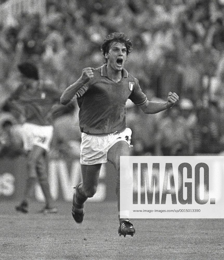 Football - 1982 World Cup Final - Italy 3 West Germany 1 Italy s Marco Tardelli celebrates his goal in the Santiago Bernabeu, Madrid.