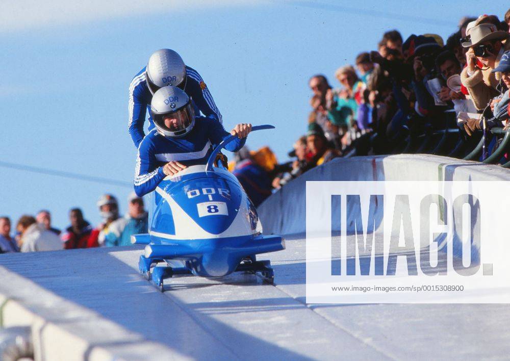 Bobsleigh - 1988 Calgary Winter Olympics - Man s Two The East Germany One team - Wolfgang Hoppe, Bogdan Musiol - who won the silver medal at the Canada Olympic Park, Calgary. 20 02 1988