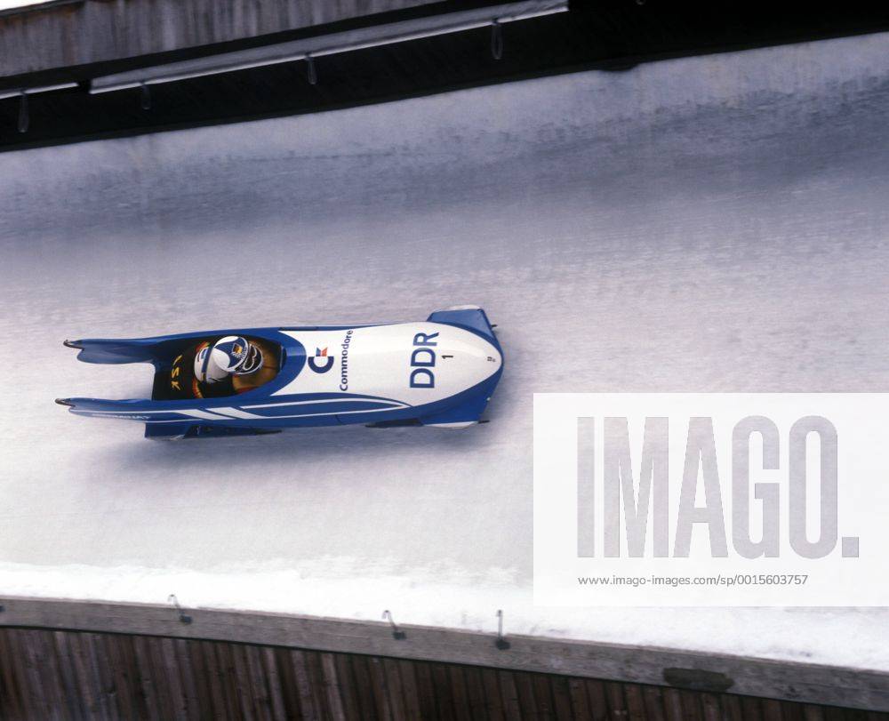 Bob Weltmeisterschaft in Königssee: Wolfgang Hoppe und Dietmar Schauerhammer (DDR) im Zweierbob