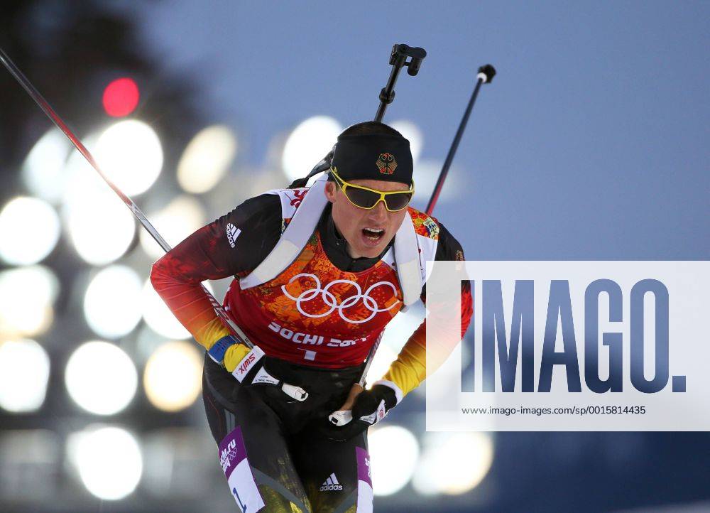OLYMPIA - Olympische Spiele 2014 KRASNAJA POLJANA,RUSSLAND,22.FEB.14 - DIVERS, OLYMPIA, BIATHLON - Olympische Winterspiele Sotschi 2014, Laura Center, Khrebet Psekhako, 4x7,5 km Staffel der Herren. Bild zeigt Erik Lesser (GER).