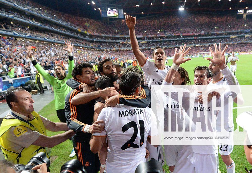 Fussball Champions League Finale, Real Madrid - Atletico Madrid, v.l. Cristiano Ronaldo (Real Madrid) Torjubel, Goal celebration, celebrate the goal 4:1