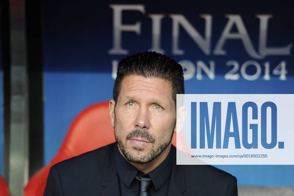 Diego Simeone (Trainer Atletico),Einzelbild,angeschnittenes Einzelmotiv,Porträt,Portrait,Porträt. Fussball Champions League Finale 2014 Real Madrid-Atletico Madrid 4-1 n.V. Saison2013 14, Estadio do Lisboa e Benfica - Lissabon am 24.05.2014.