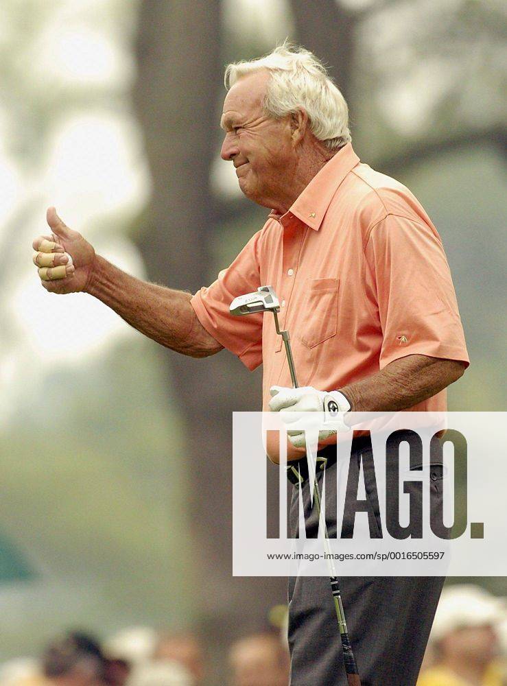 U.S. - KRT SPORTS STORY SLUGGED: GLF-MASTERS KRT PHOTO BY ERIK CAMPOS THE STAMP (April 8) AUGUSTA, GA -- Arnold Palmer reacts after parring the sixth hole during the first round of the Masters golf tournament at the Augusta National Golf Club in Augusta, Georgia, on Thursday, April 8, 2004. (mvw) 2004 News Archive - April 8, 2004 - ZUMAm67