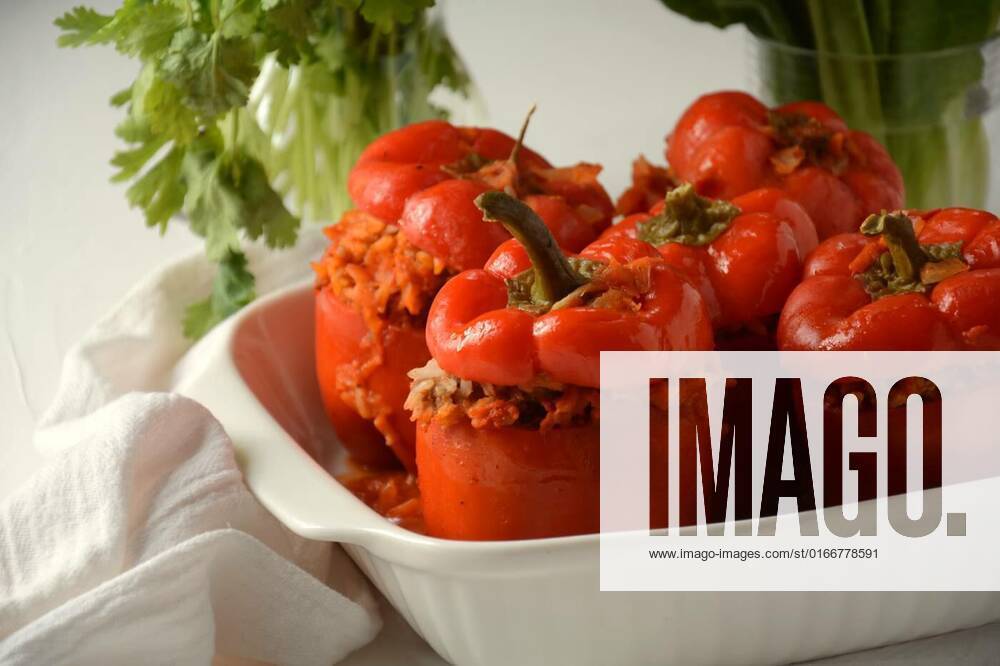 Stuffed red bell peppers with beef meat and rice., Stuffed red bell peppers with beef meat and rice., Stuffed red bell peppers with beef meat and rice., 19.04.2021,