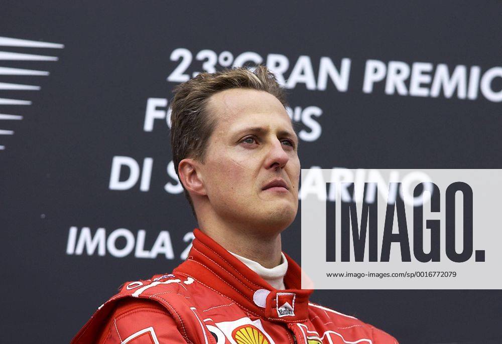 SCHUMACHER Michael Team Scuderia Ferrari Weltmeister bei der Siegehrung Trauer wegen der verstorbenen Mutter FIA Formel 1 Grand Prix von San Marino 2003 in Imola am 20. April 2003 in Imola