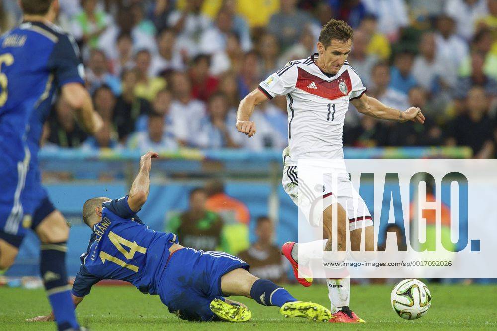 (L-R) Javier Mascherano of Argentina, Miroslav Klose of Germany during the final of the FIFA World Cup 2014 on July 13, 2014 at the Maracana stadium in Rio de Janeiro, Brazil. Germany v Argentina FIFA World Cup final 2013 2014 IVx 2479297