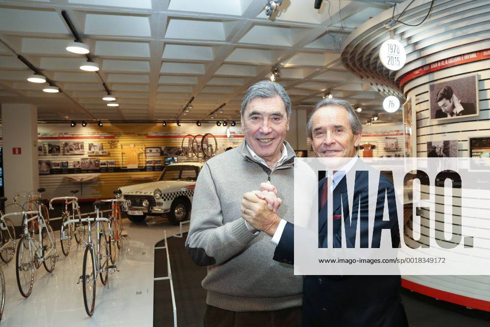 - BRUSSELS, BELGIUM: Famous former cycling champion Eddy Merckx and Belgian former Formula one pilot Jacky Ickx pose for the photographer after the press opening of the exhibition on cycling legend Edd Merckx and racing legend Jacky Ickx at the occasion of their seventieth birthdays, Wednesday 03 December 2014. The exhibition at teh Atomium square in Brussels will be open from 6 December to 21 June 2015. BRUNOxFAHY x04513821x