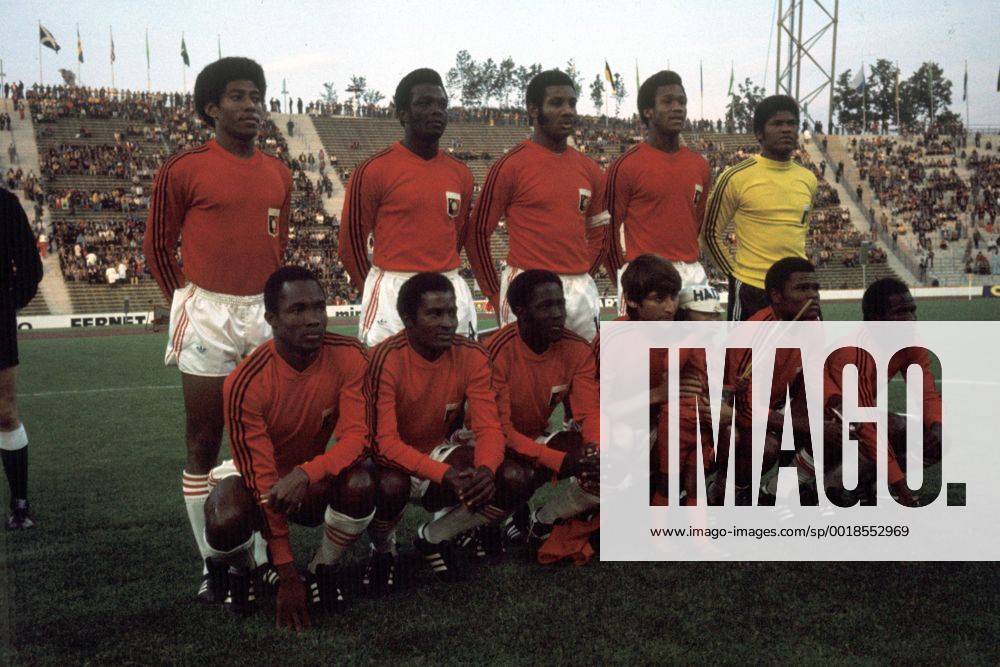 Mannschaftsfoto Haiti, hi.v.li.: Pierre Bayonne, Fritz Andre, Wilner Nazaire, Arsene Auguste, Torwart Henry Francillon, vorn: Roger Saint Vil, Eddy Antoine, Jean Claude Desir, Philippe Vorbe, Guy Francois, Emmanuel Sanon